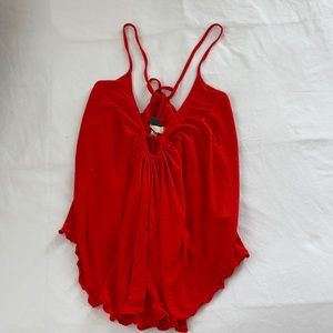 Red Free People Flowy Tank Top